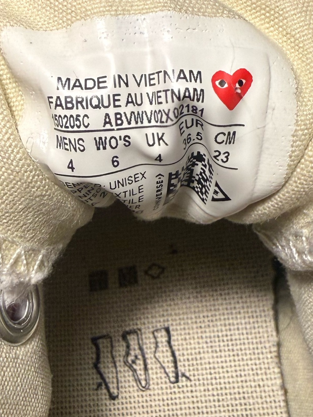 Converse x CDG Chuck Taylor Hi Comme des Garcons PLAY - Men's Sz 4 Women’s Sz 6 - Picture 9 of 10